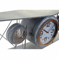 Wall Clock DKD Home Decor Crystal Iron Aeroplane MDF Wood Dark grey (120 x 21 x 33.5 cm)