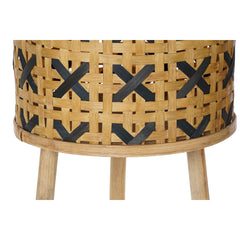 Conjunto de Macetas DKD Home Decor Marrón Negro Bambú Natural Floral Tropical 37 x 37 x 67 cm (3 Piezas) (2 Unidades)