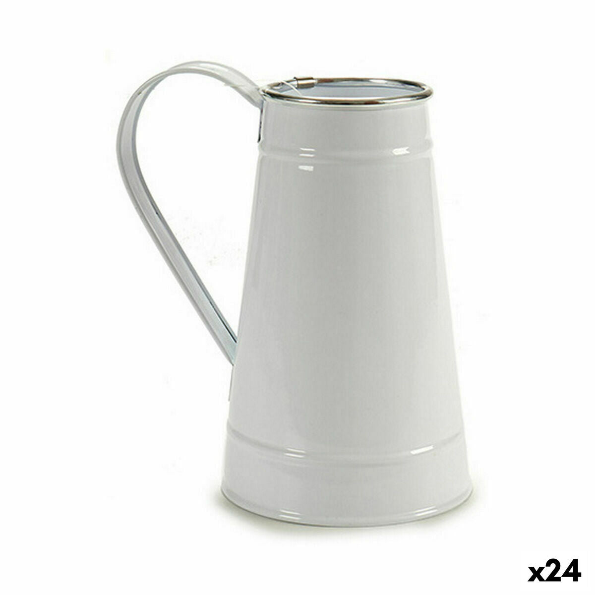 Macetero Lechera Blanco Plata Metal 17 x 18,5 x 11,3 cm (24 Unidades)