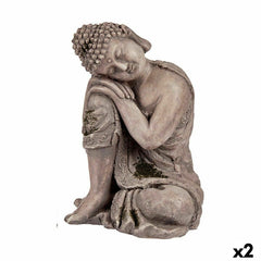 Figura Decorativa de Jardín Buda Poliresina 23 x 34 x 28 cm (2 Unidades)