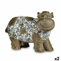 Figura Decorativa de Jardín Vaca Poliresina 18,5 x 33,5 x 46,5 cm (2 Uds)