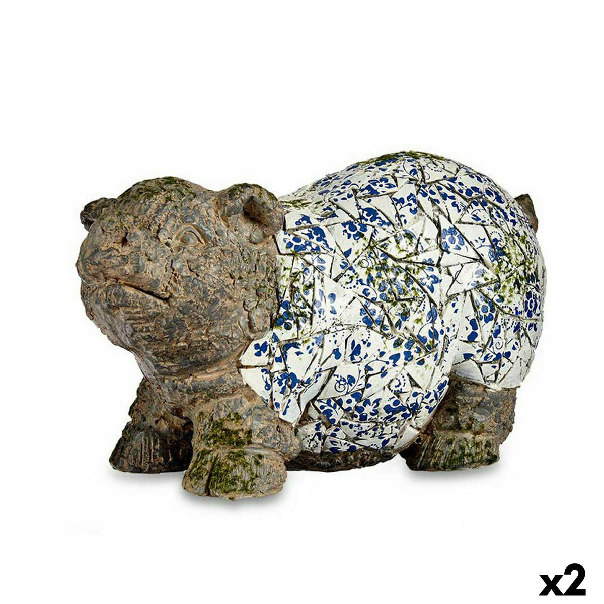 Figura Decorativa de Jardín Cerdo Poliresina 20,5 x 26 x 47 cm (2 Unidades)