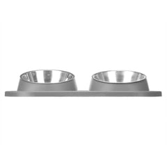 Pet feeding dish Grey Metal 35 x 7,5 x 19 cm Double (12 Units)