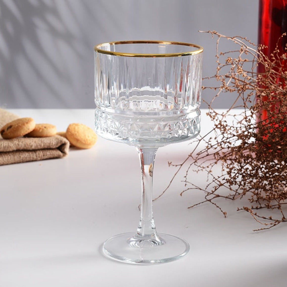 Pasabahce Elysia – Golden Touch Glas mit Fuß – 4er-Set – 500 ml