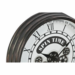 Wall Clock DKD Home Decor White Crystal Iron Dark Grey (58.5 x 10.5 x 58.5 cm)