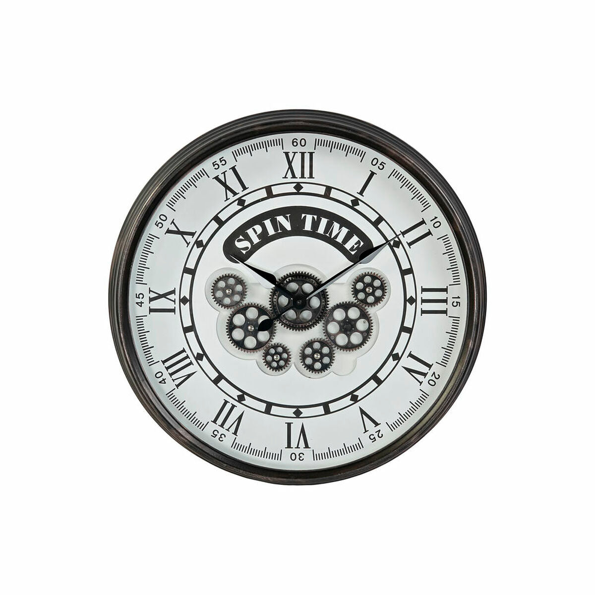 Wall Clock DKD Home Decor White Crystal Iron Dark Grey (58.5 x 10.5 x 58.5 cm)