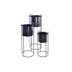 Set of pots DKD Home Decor Black Metal Modern (30 x 30 x 80 cm)