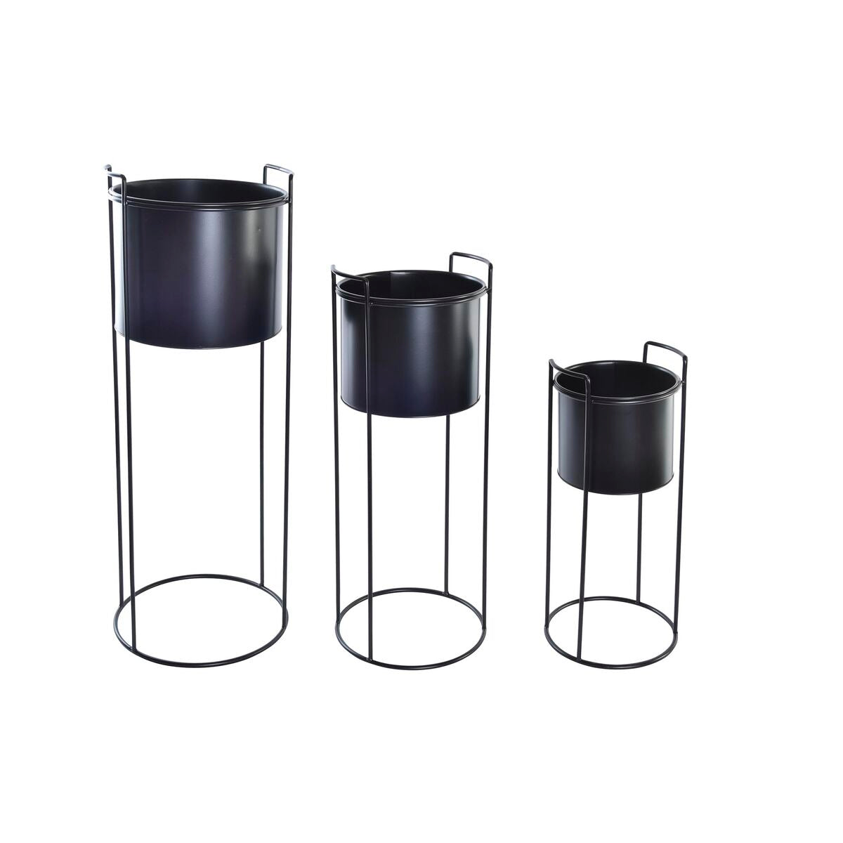 Set of pots DKD Home Decor Black Metal Modern (30 x 30 x 80 cm)